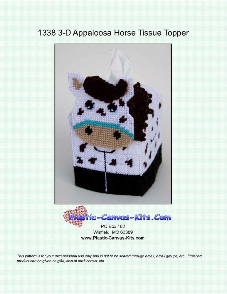 Appalooosa 2 Horse Tissue Topper-Plastic Canvas Pattern or Kit