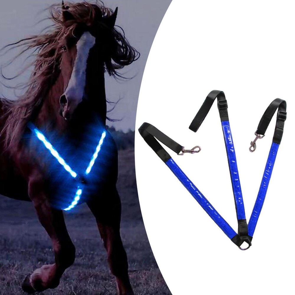 LED Horse Breastplate Collar Harness High Visibility Tack Light Webbing