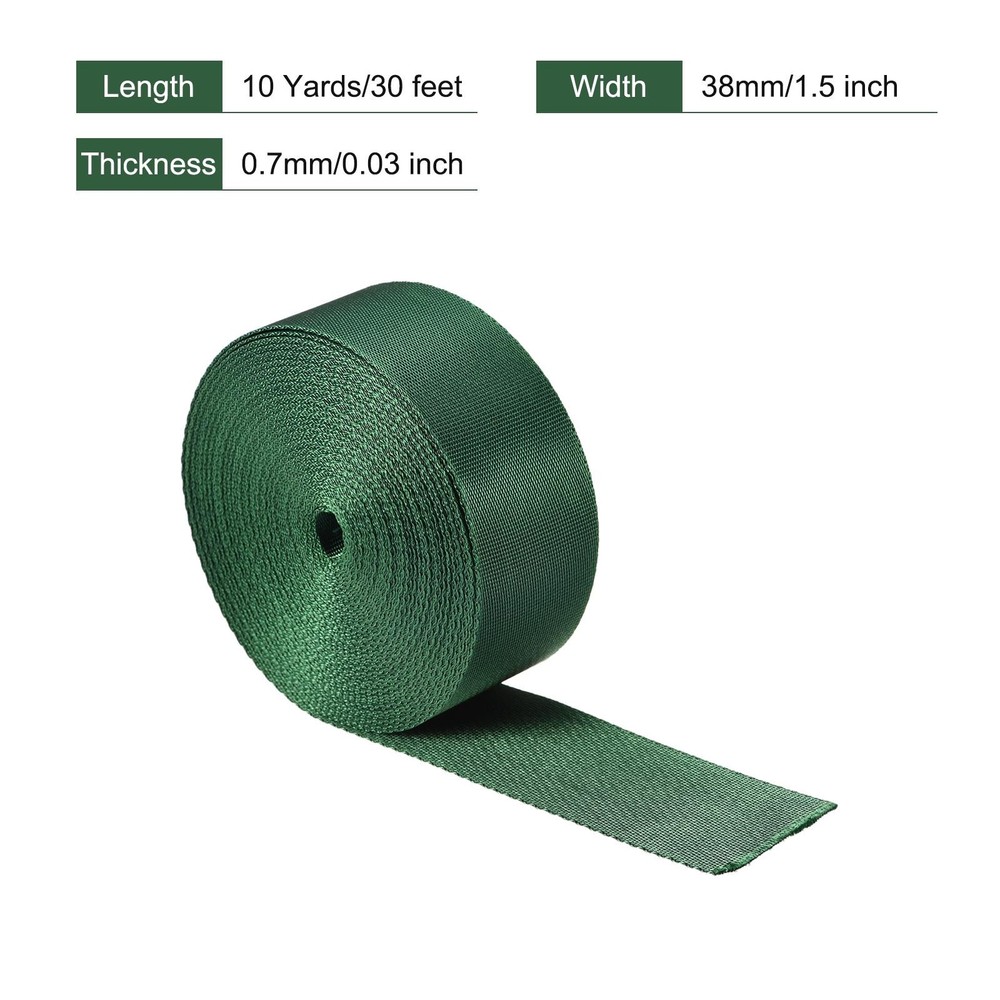Flat Nylon Webbing Strap 1.5 Inch 10 Yards Light Green for Backpack