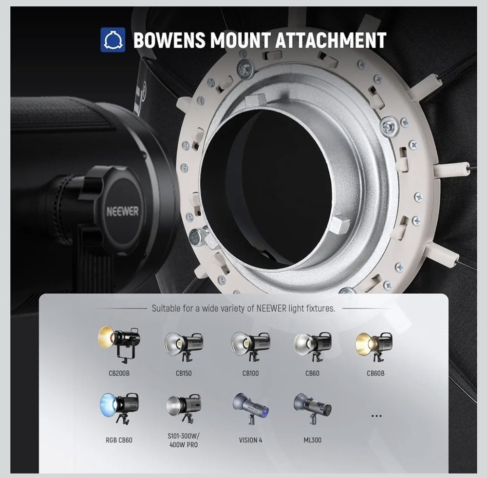 NEEWER 85cm Parabolic Softbox Quick Set up Quick Release Bowens w/ Diffusers/Bag