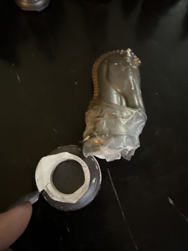 VTG Ceramic Medieval Chess Piece Set Silver Gold DEFECTS & 1 PC BROKEN mcf