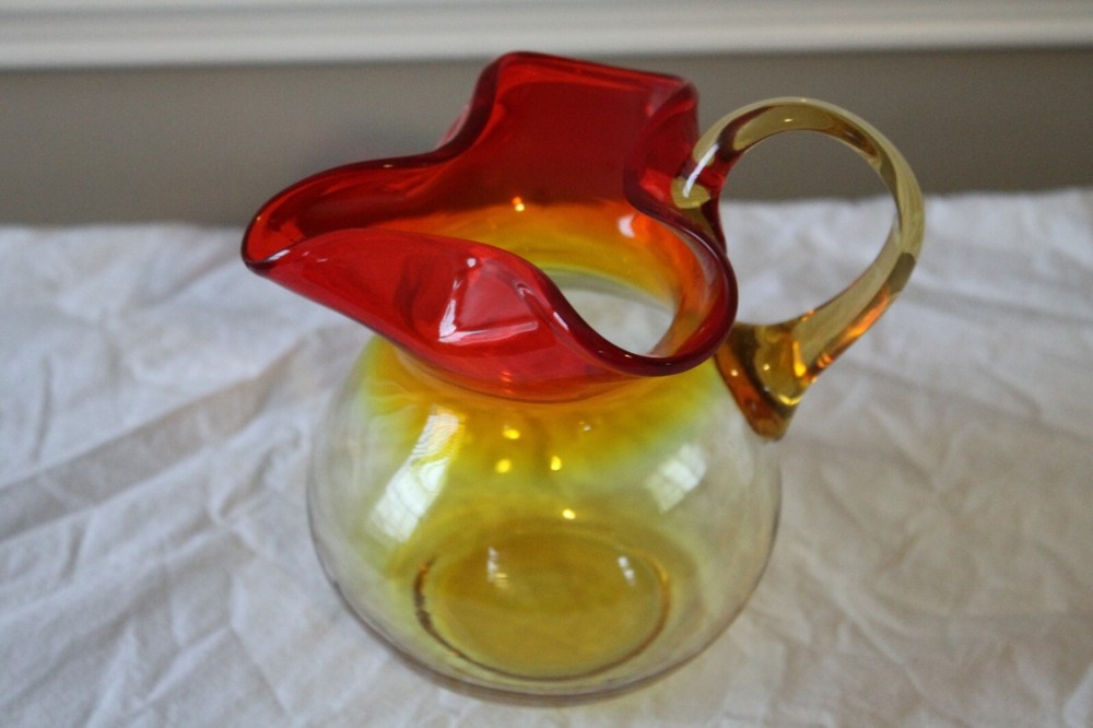 Vintage Amberina Pitcher measures 5" tall