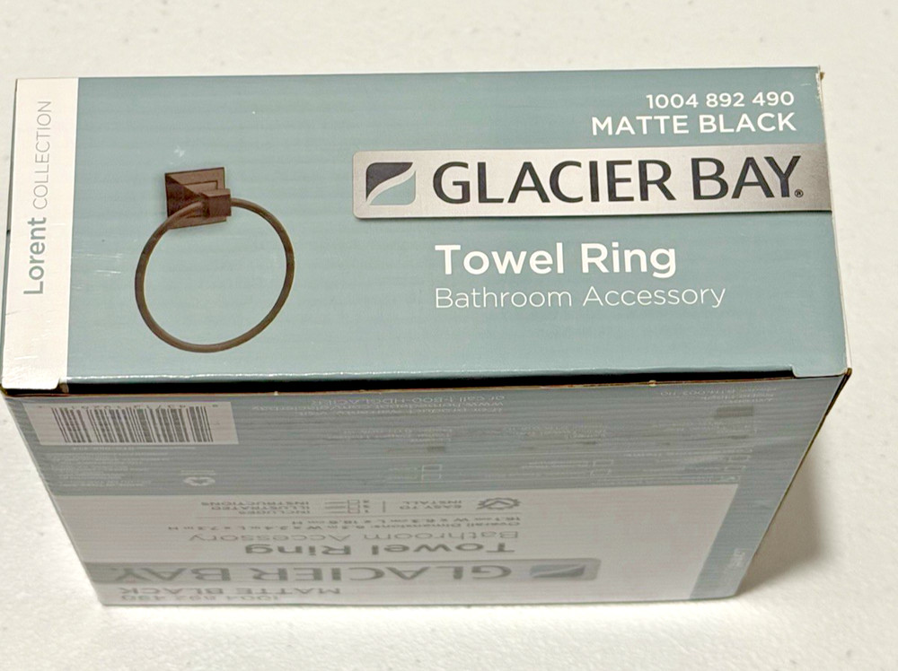 Glacier Bay Towel Ring Bathroom Accessory Matte Black