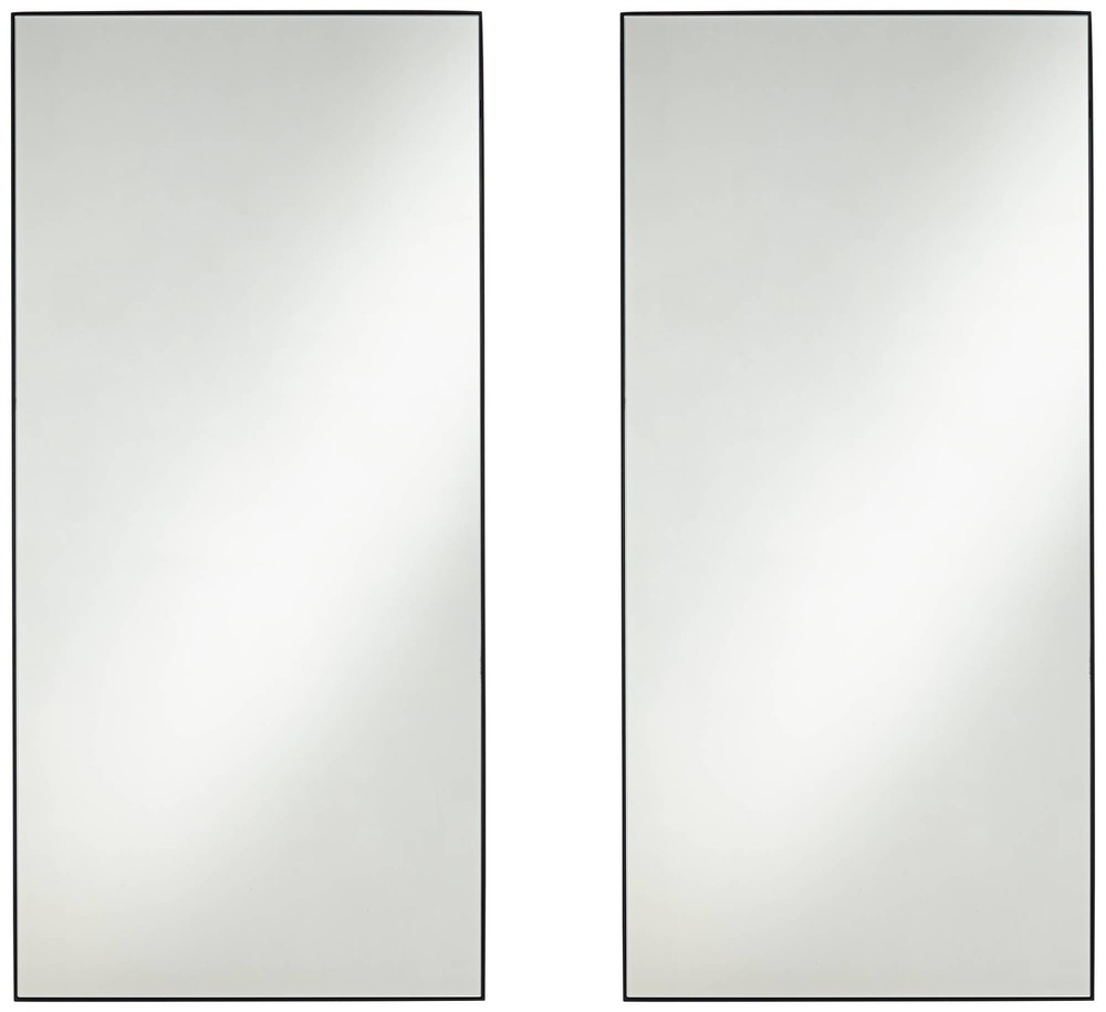 Aryn Matte Black 20" x 42 1/4" Rectangular Wall Mirrors Set of 2