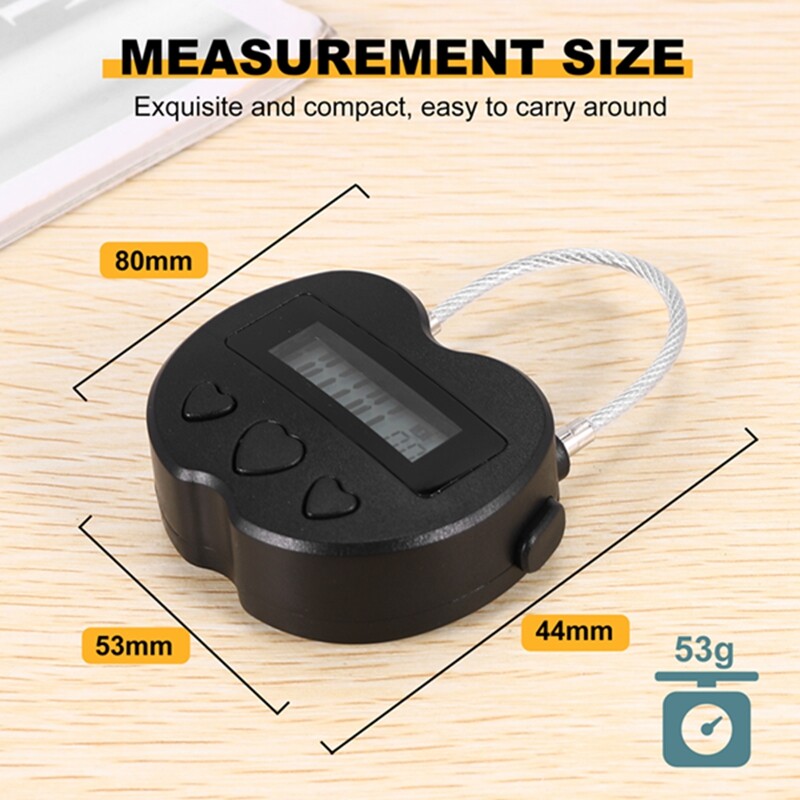 1x Black Time Lock LCD Display Time Lock Multifunction Travel Electronic Timer