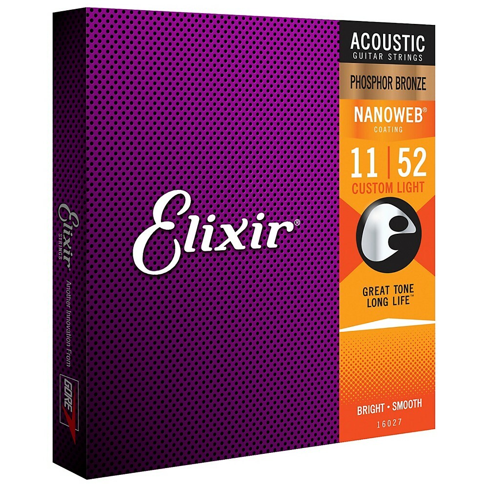 Elixir Phosphor Bronze Acoustic Guitar Strings Custom Light (11-52) 2-Pack