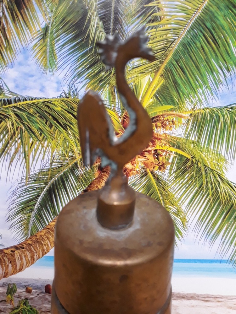 Solid Brass Asian Stacked Three Tier Bell with Chicken Finial