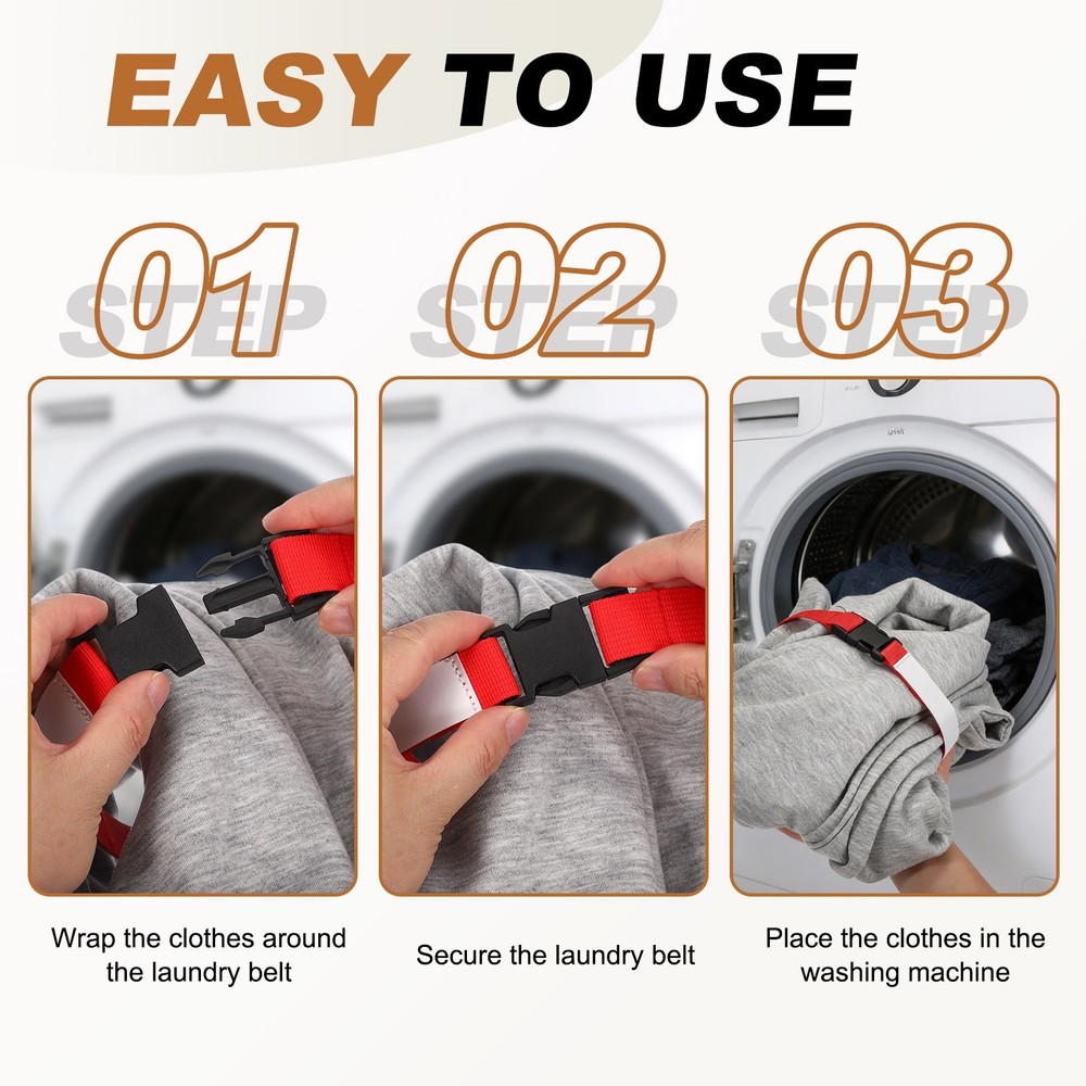 2 Pcs Multipurpose Laundry Strap with Buckle, Light Blue