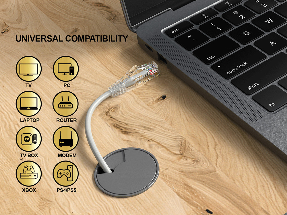 7ft Slim Cat6a 28AWG UTP Ethernet Network Patch Cable, Gray