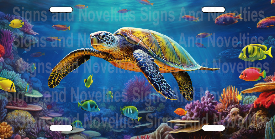 Sea Turtle License Plate Underwater Reef  Crush Personalized Custom
