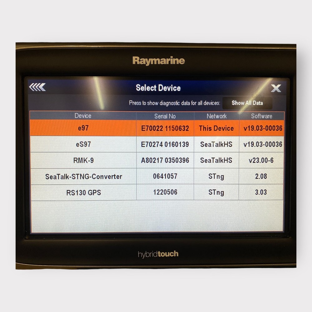 Raymarine e97 HybridTouch MFD - E70022 - Internal GPS/Sounder - Tested