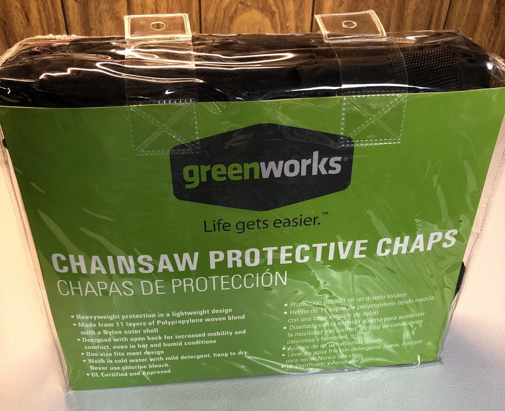 Greenworks chainsaw protective safety chaps