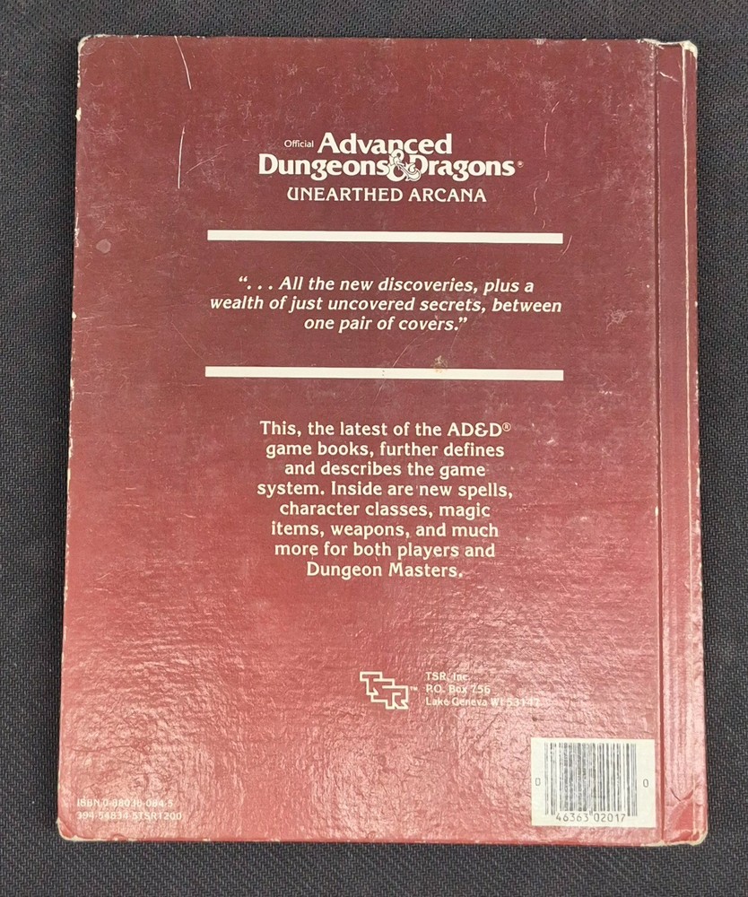 1985 Advanced Dungeons & Dragons 1st Edition Unearthed Arcana AD&D