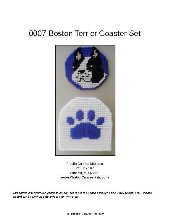 Boston Terrier Coaster Set-Plastic Canvas Pattern or Kit