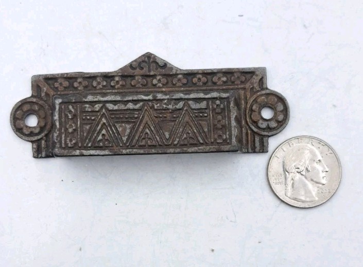 Antique Bin Pull Apothecary Drawer Pull Handle Old Vintage Cast Iron Hardware