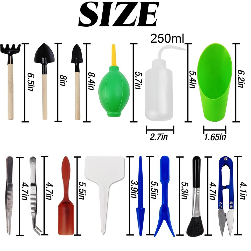 GXXMEI 20PCS/Set Succulent Tools Set, Mini Garden Tool Multicolor