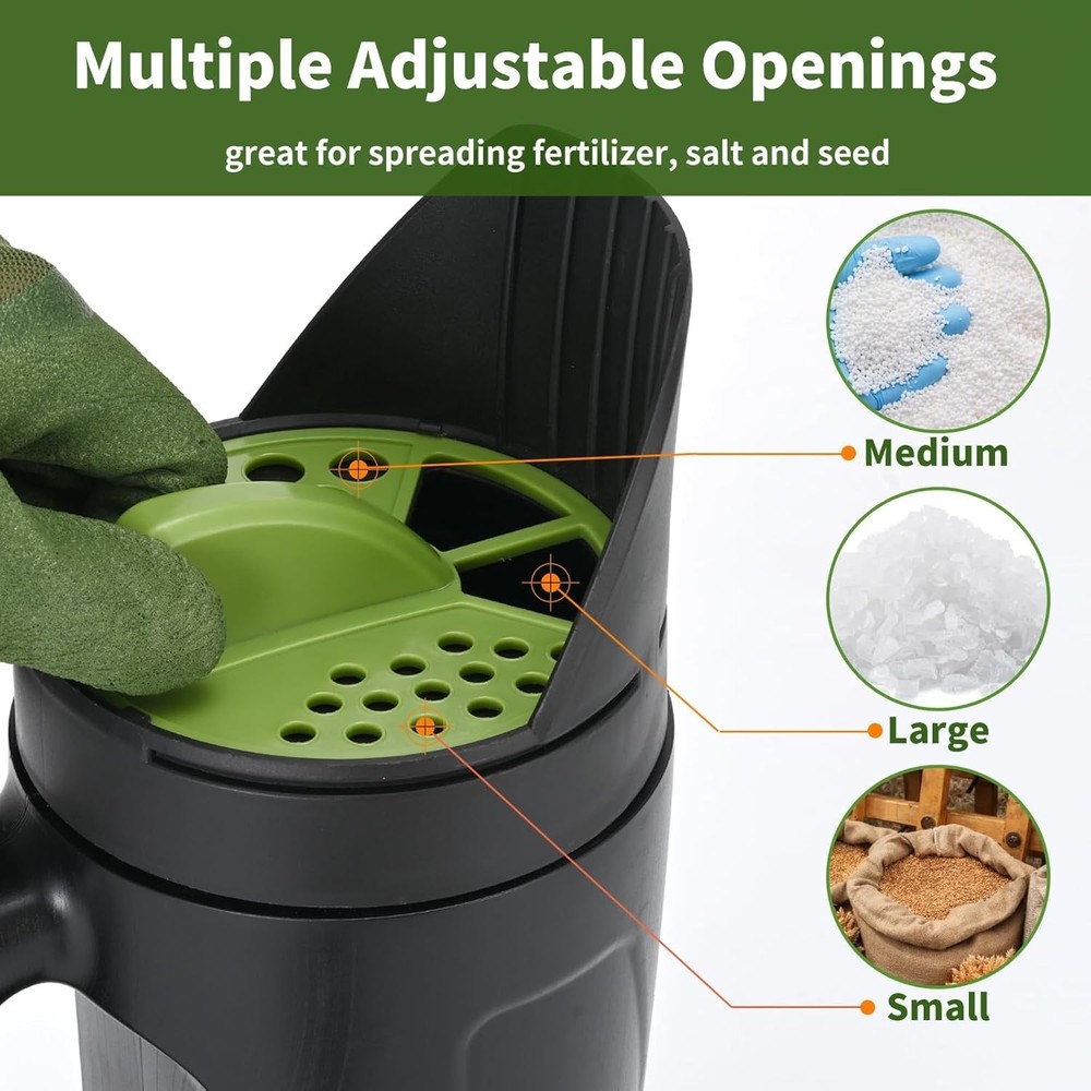 Durable Handheld Spreader with Multiple Openings for All- Gardening Use