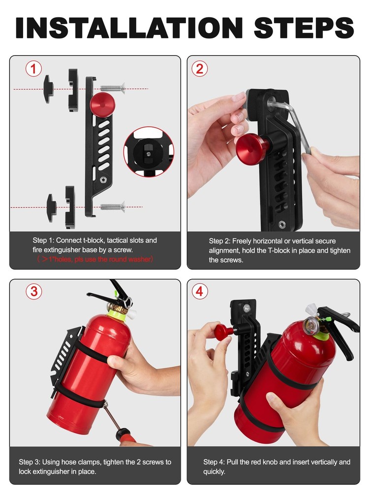 MOLLE Panel Fire Extinguisher Mount Kit Fits 1"-2" Rigid MOLLE Panel Holes, Q...