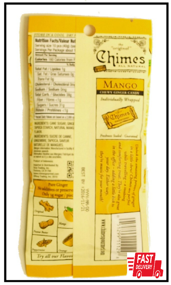 Chimes' Ginger Chews - Variety 3 Pack - Original Mango and Orange
