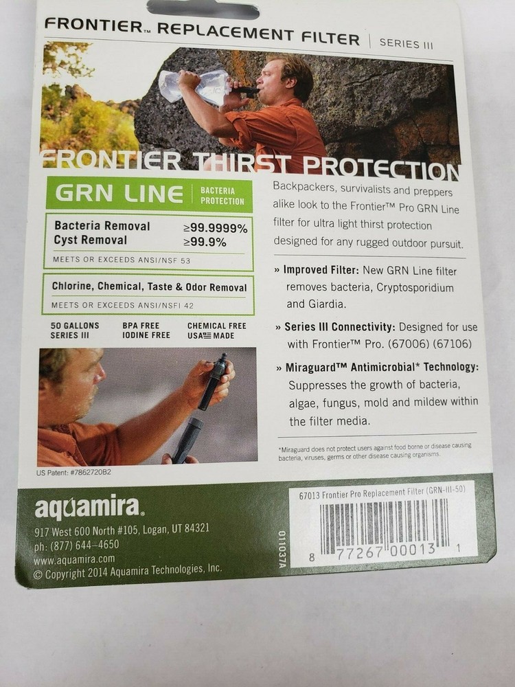 Aquamira Frontier Replacement Water Filter For Bottles Gravity Flow Systems