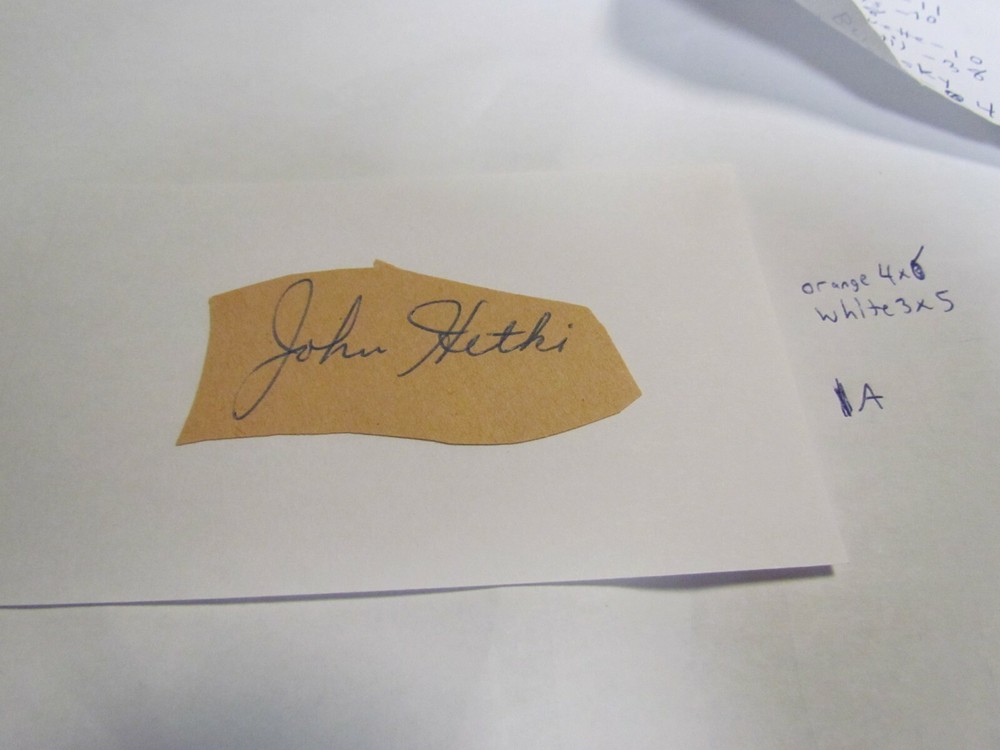 John Hetki autographed Cut/Index Card
