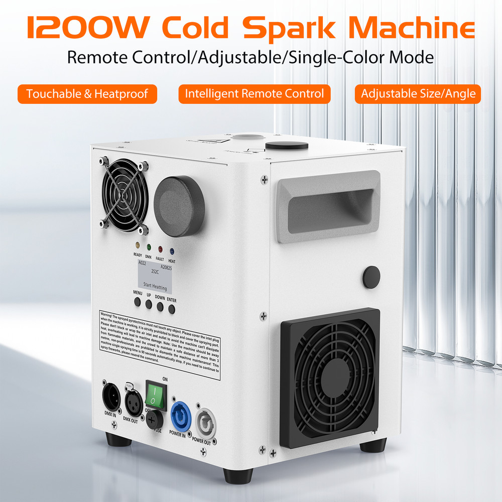 1200W Cold Spark Machine Firework Stage Effect Machine DMX Party Event w/ Remote