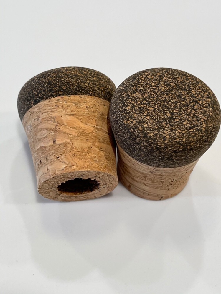 Cork Rings, Large Dark Rubberized / Natural Butt Cap Style #2, One Butt Cap