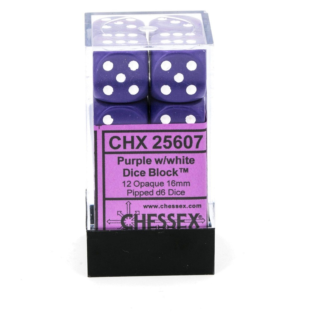 Opaque: 16mm D6 Purple/White (12)