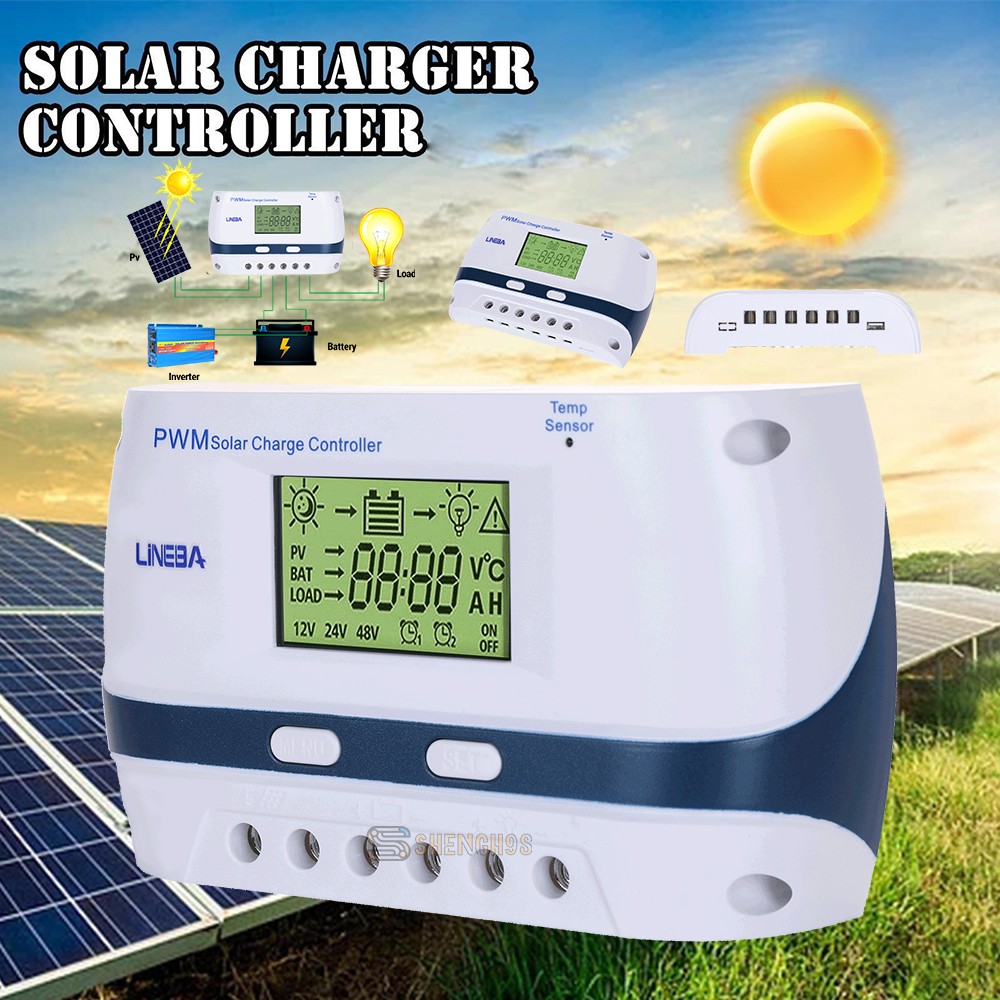30-100A Solar Panel Regulator Charge Controller 12/24/48V Auto Focus Tracking