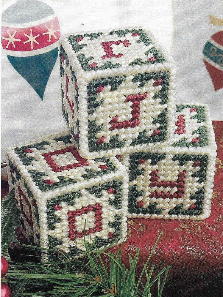 CHRISTMAS JOY BLOCKS PLASTIC CANVAS PATTERN INSTRUCTIONS