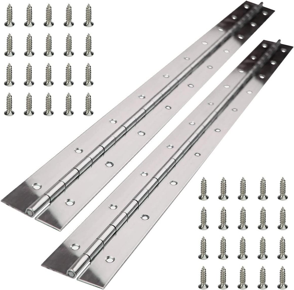 2-Pack 24"x2" Heavy Duty 304 Stainless Steel Continuous Piano Hinge w/ Screws
