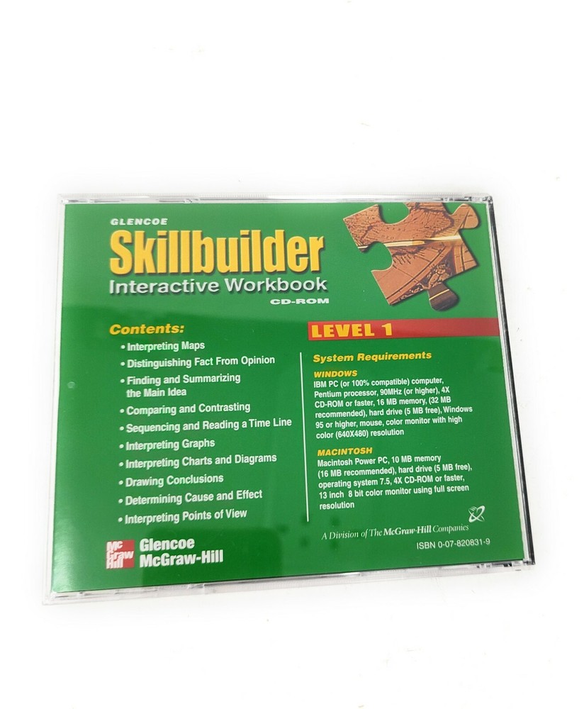 Glencoe SkillBuilder Interactive WorkBook Level 1 CD Rom