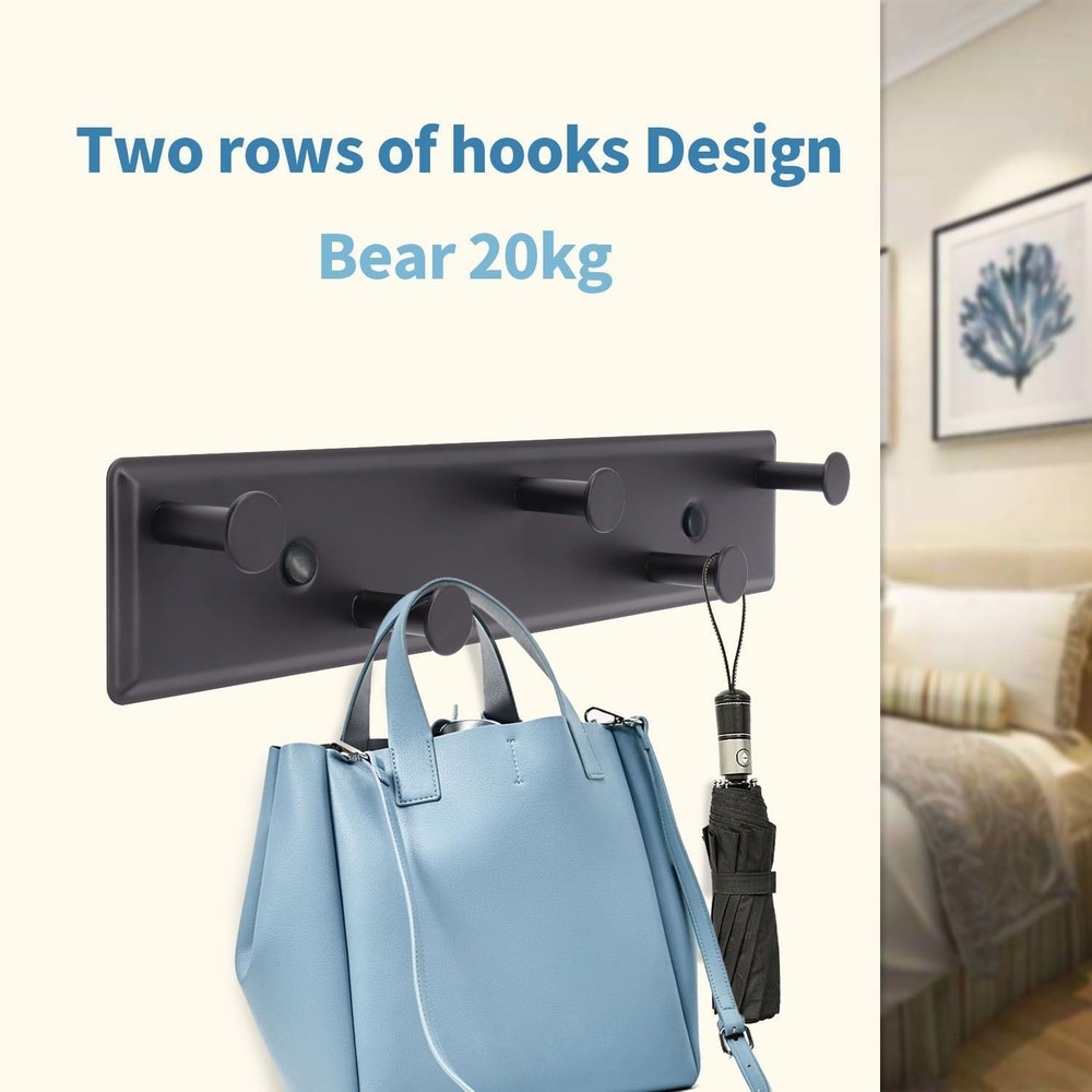 Rustproof Wall Coat Rack with 5 Hooks - Elegant Storage Solution for Home