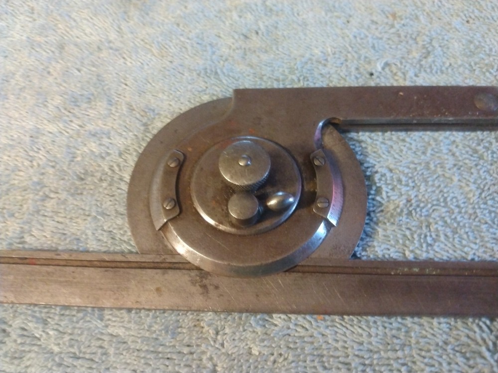 Vintage L.S. Starrett Bevel Protractor 7" Blade