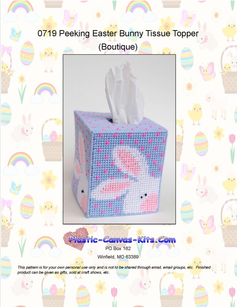 Peeking Bunny Tissue Topper-Easter-Plastic Canvas Pattern or Kit