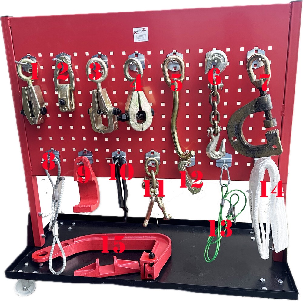 15pcs Auto Body Frame Machine Pulling Tool & Clamps Set w/Portable Hanging Board