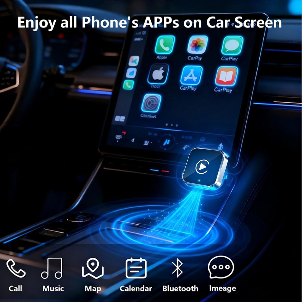2026 Upgraded Wireless CarPlay Adapter - Fast Auto-Connect, for iPhone & Android