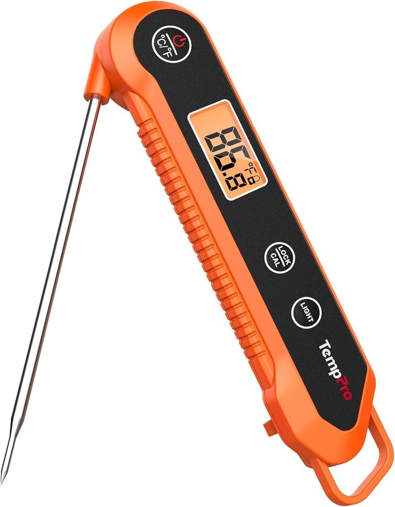 Accurate Waterproof Instant Read Thermometer - LCD Display, Calibration Ready