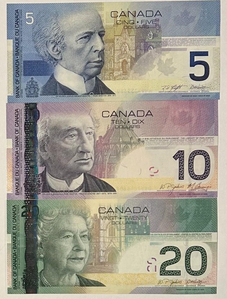 Canada Dollar Set - 5, 10, 20 (UNC)