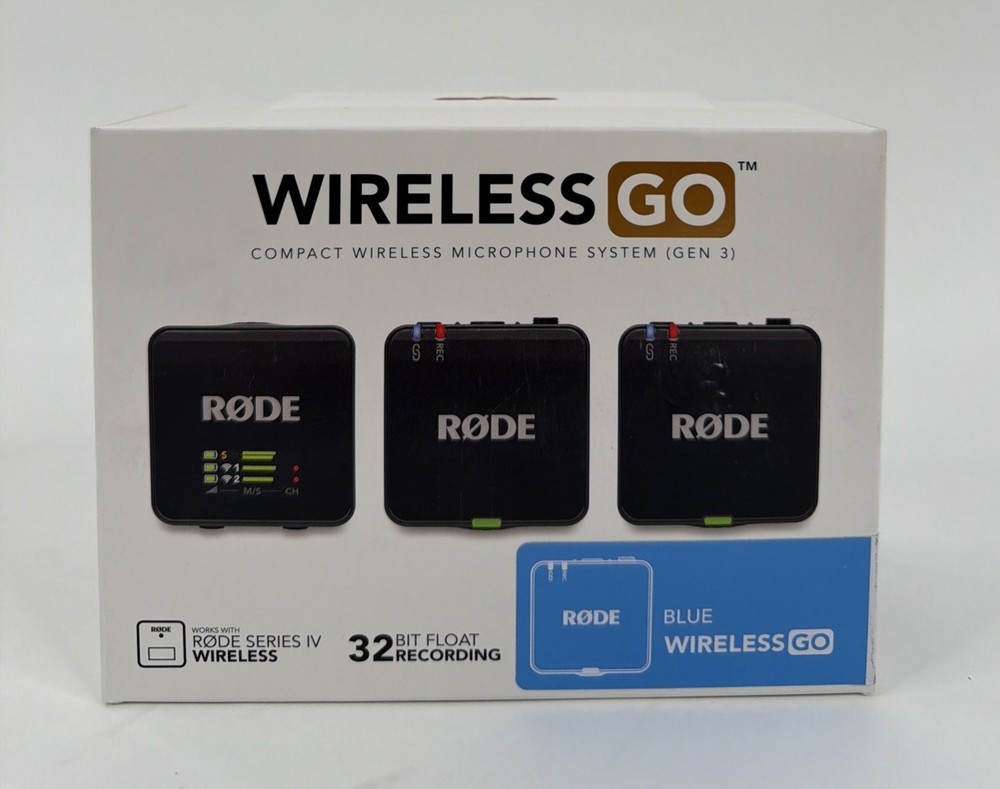 RØDE Wireless GO 3 Blue Microphone System, 32 Bit Float, USB-C, Gain Assist
