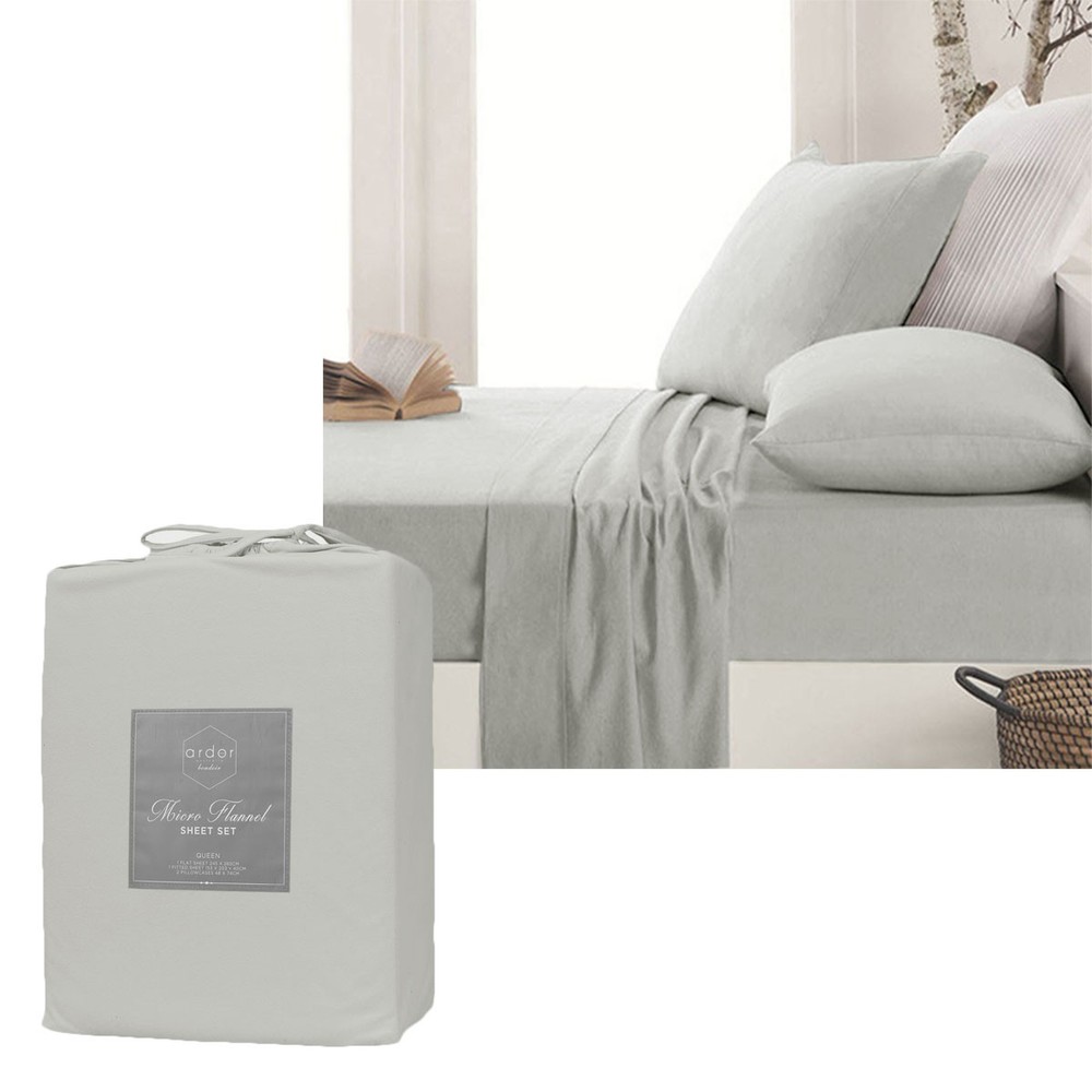 Micro Flannel Sheet Set Silver by Ardor