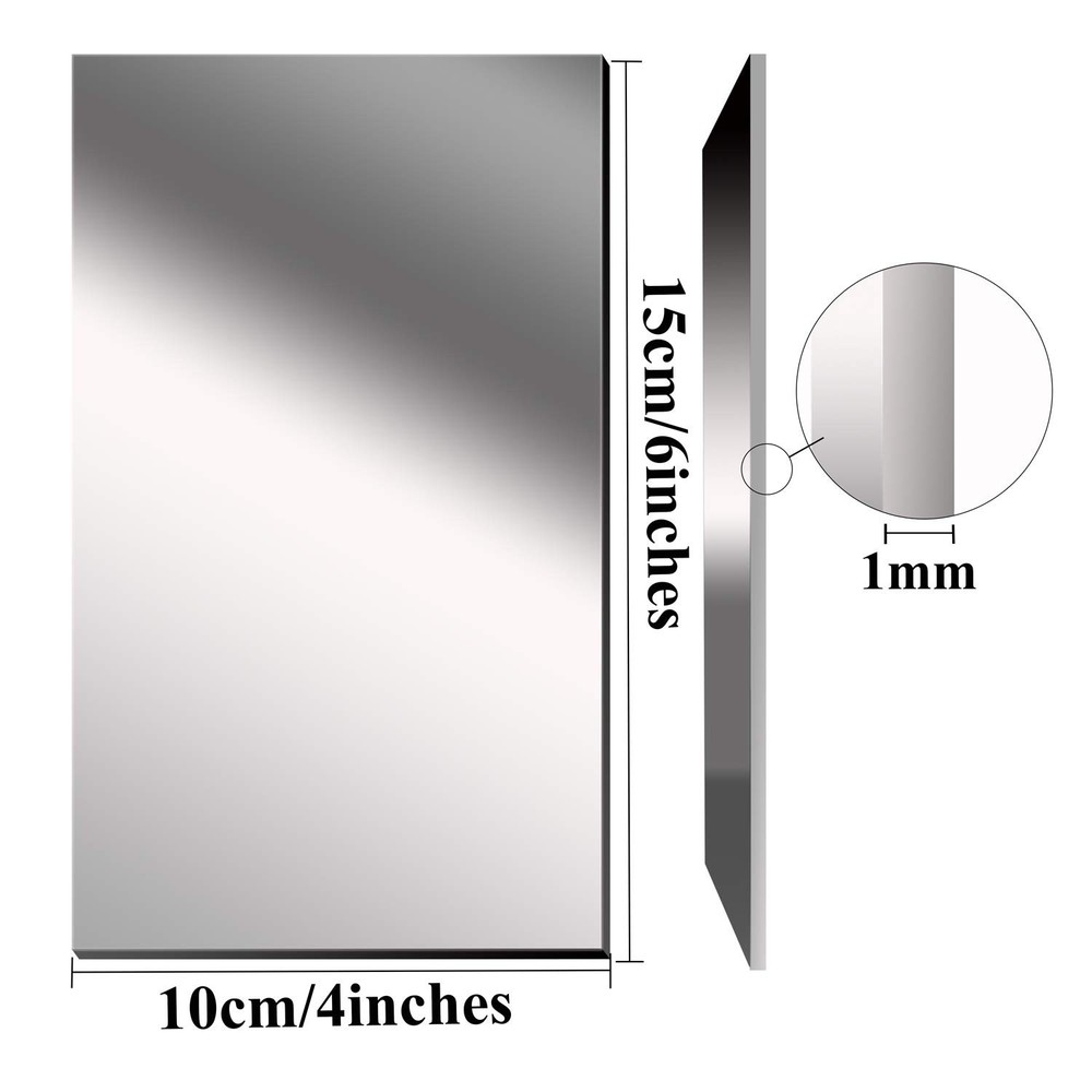 6 Pack Plastic Mirrors Decor Flexible Mirror Sheets Self Adhesive Mirror Tile...