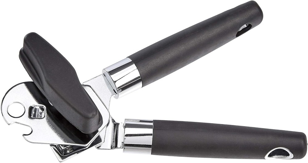 Multi-function Manual Can Opener and Bottle Opener, Black and Soft Grip Dual