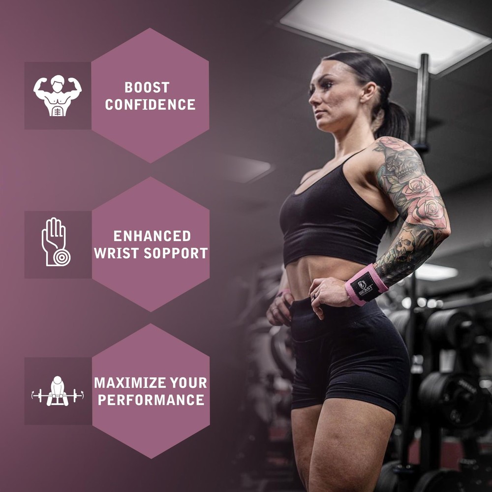 Improved Lifting Support & Stability - Gym Wrist Wraps for Weightlifting 14" ...