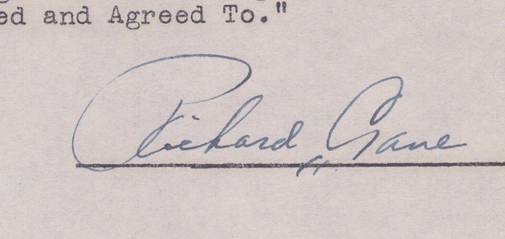 RICHARD CRANE - DOCUMENT DOUBLE SIGNED 06/26/1946