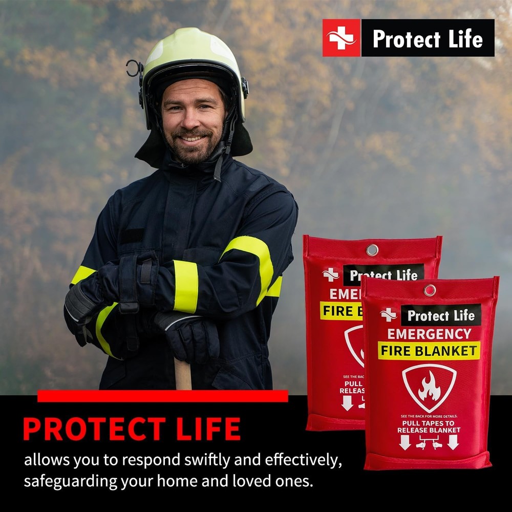 Protect Life Saving Fire Blanket (Pack of 1), 1)