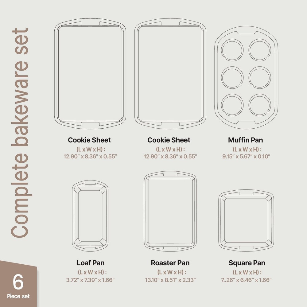 Bakken Swiss - Bakeware Set – 6 Piece – Stackable, Deluxe, Non-Stick Baking P...