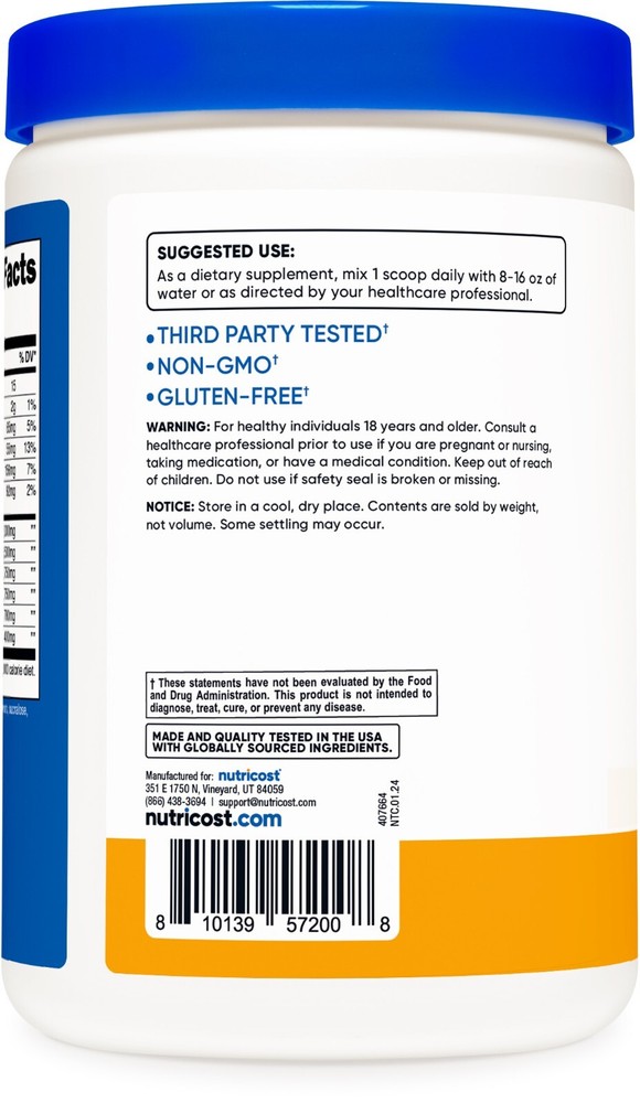 Nutricost BCAA+ Hydration Powder (Peach Mango) 30 Servings