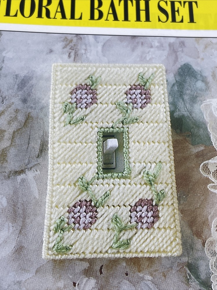 Floral Bath Set Tissue Box Switch Cover Annie's Plastic Canvas Pattern