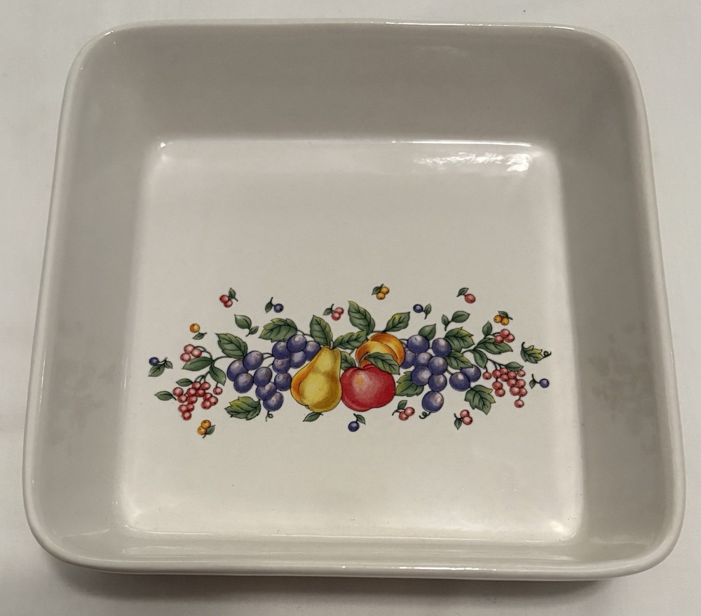 6" Square Bakeware Fruit Pattern New In Box Made In Japan